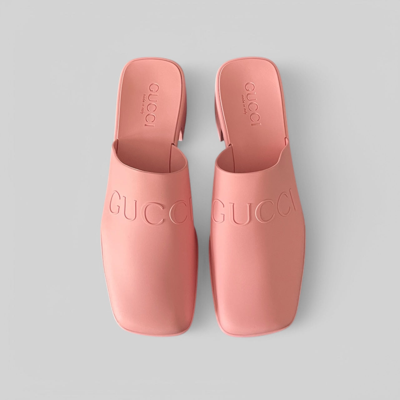 Gucci Soft Rubber Embossed Logo Mule