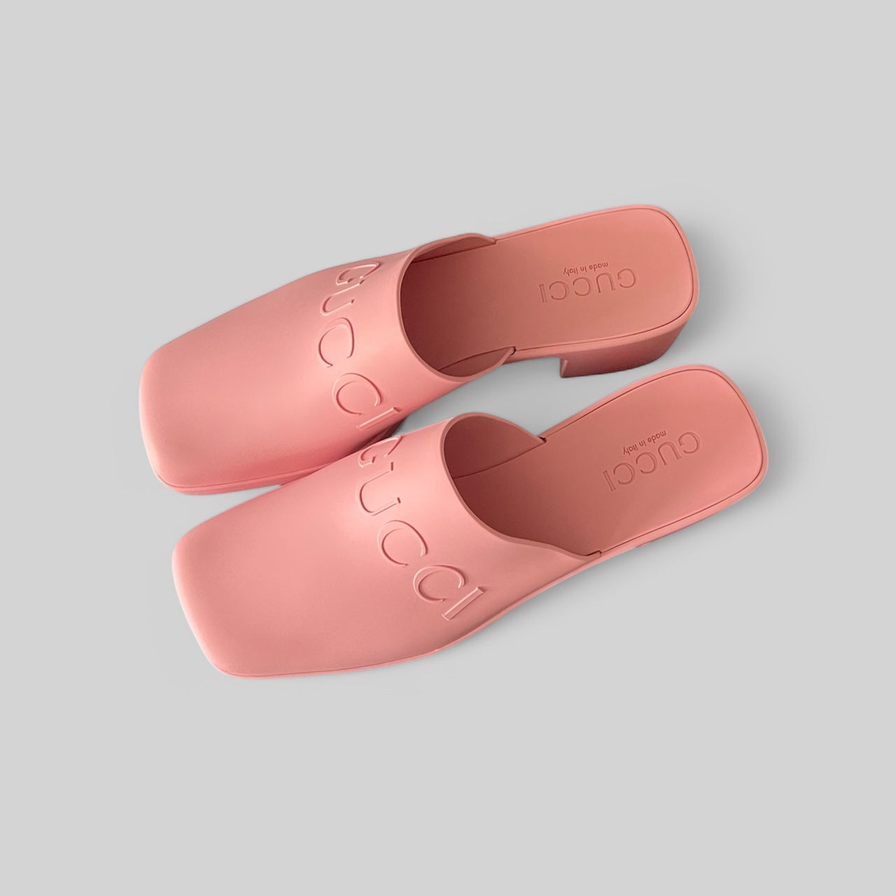 Gucci Soft Rubber Embossed Logo Mule