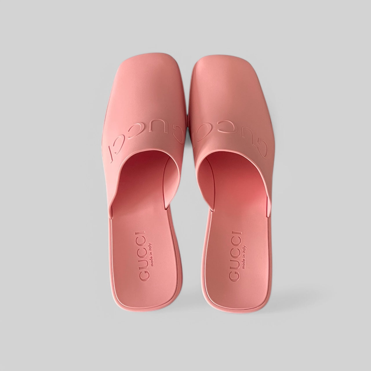 Gucci Soft Rubber Embossed Logo Mule