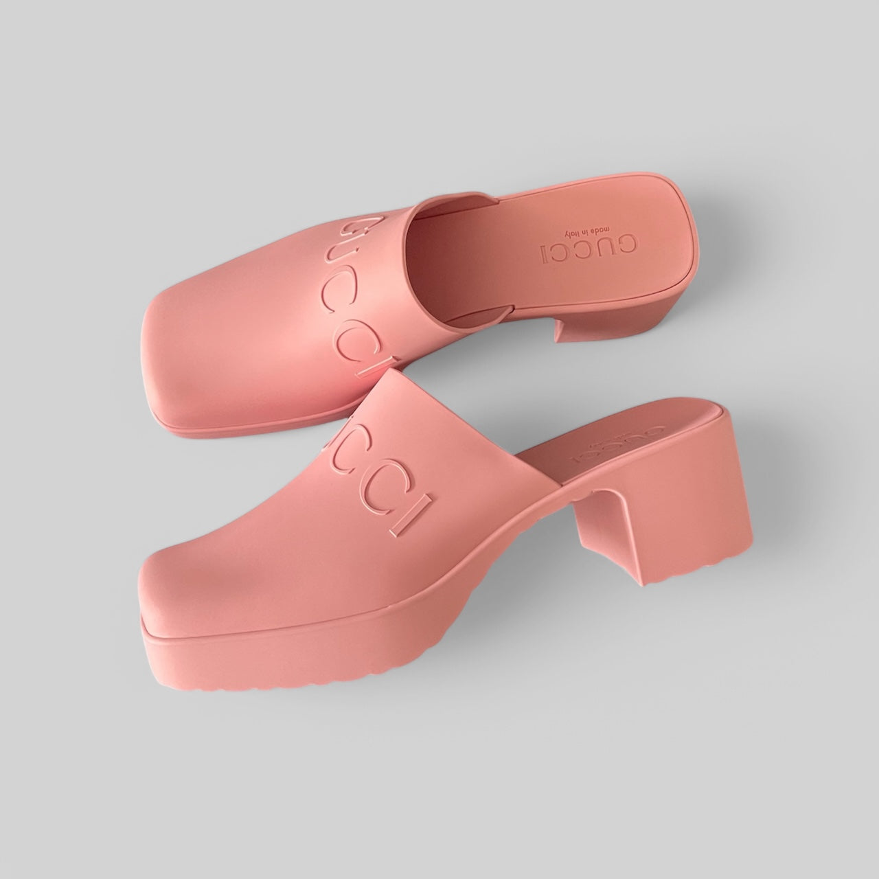 Gucci Soft Rubber Embossed Logo Mule