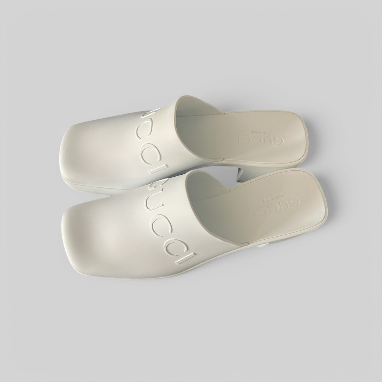 Gucci Soft Rubber Embossed Logo Mule