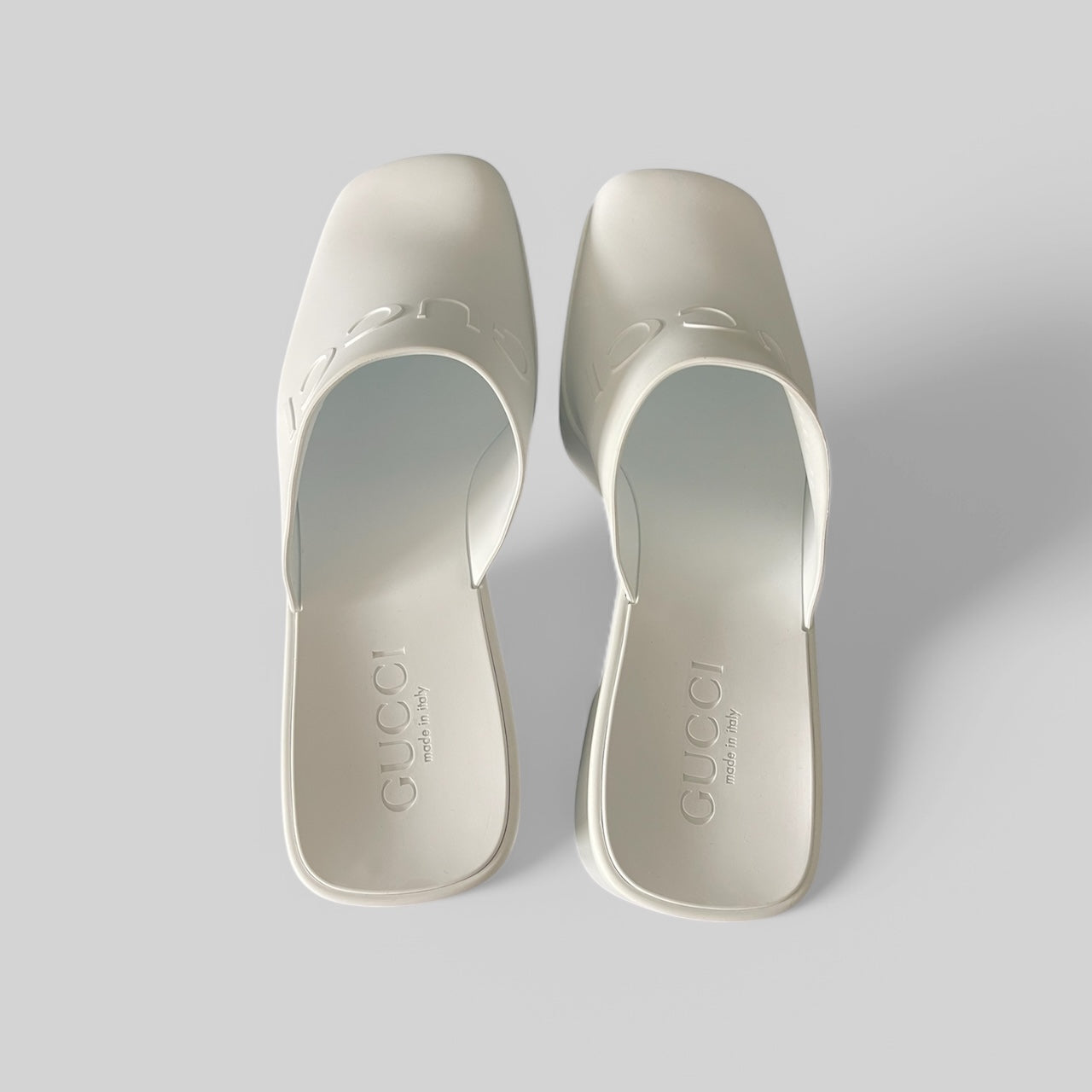 Gucci Soft Rubber Embossed Logo Mule
