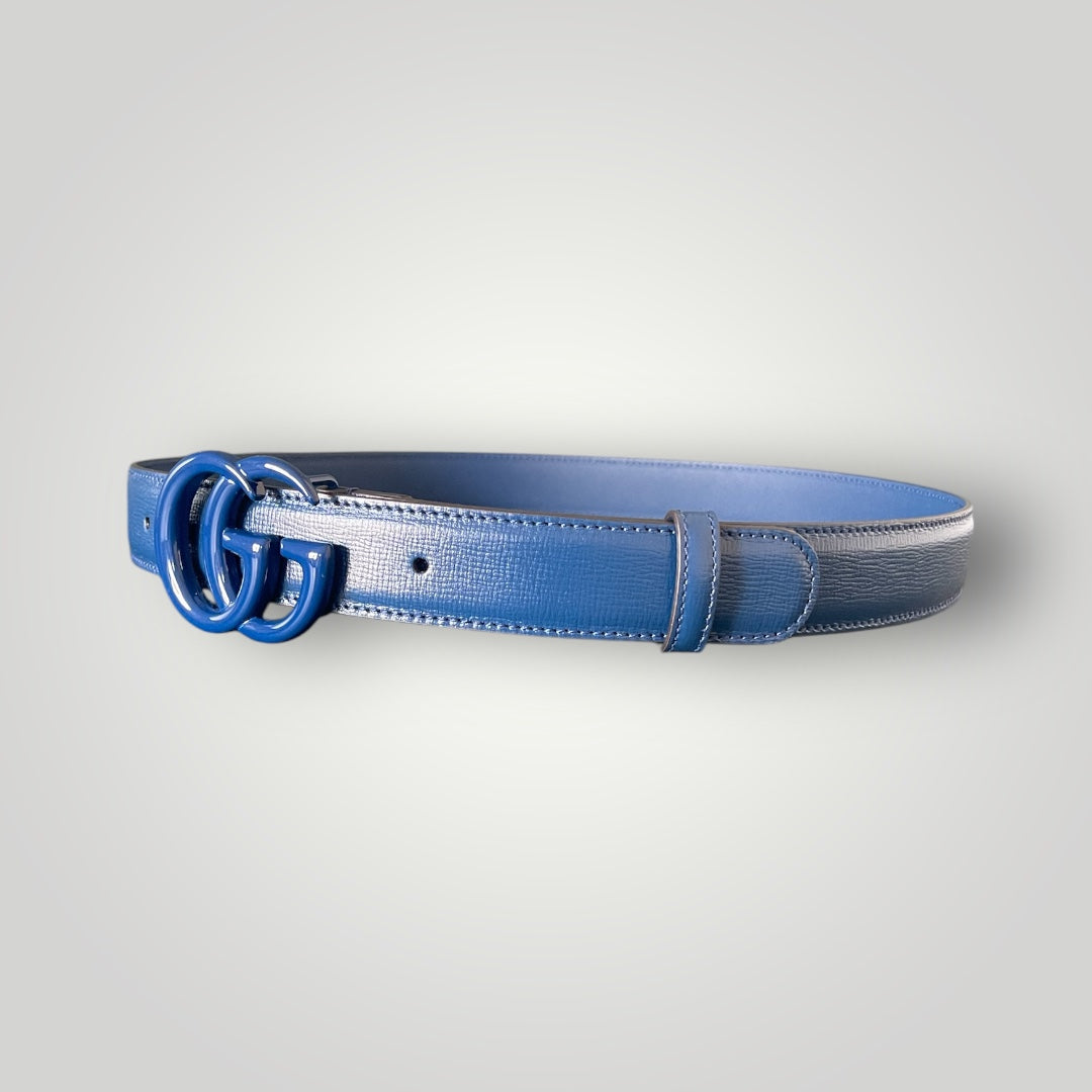 Gucci GG Buckle Thin Leather Belt