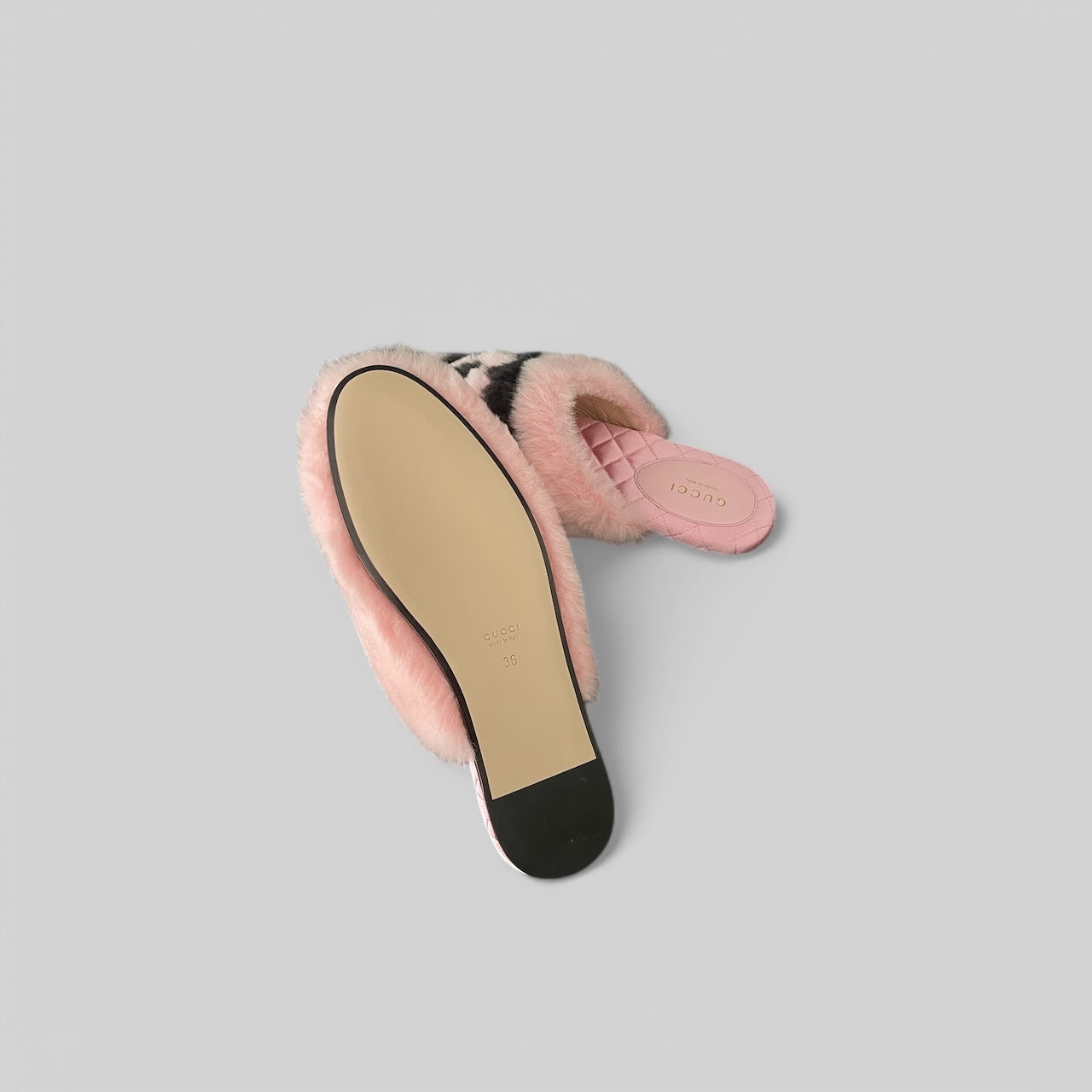 Gucci Interlocking GG Faux Fur Slippers