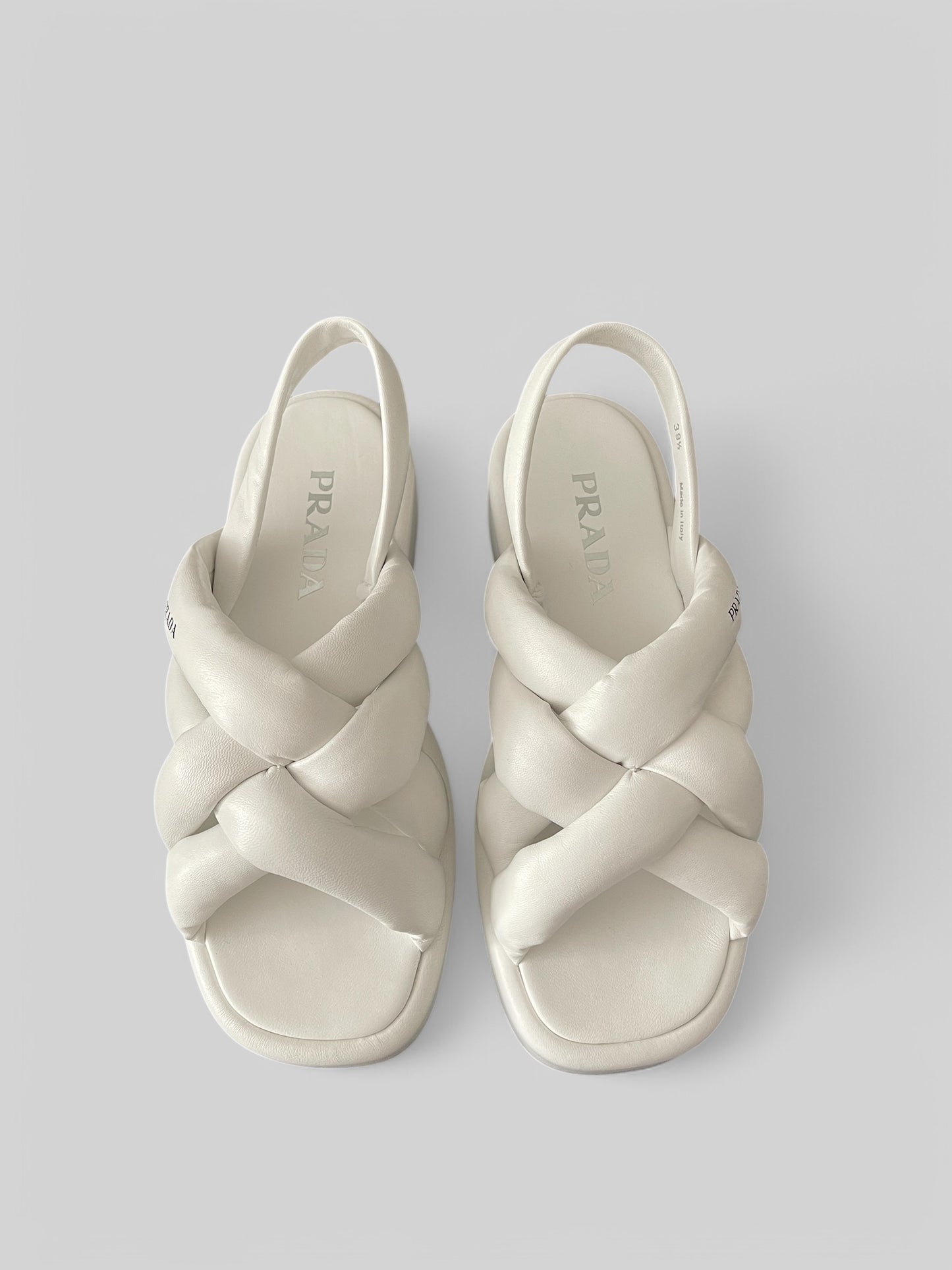 PRADA Padded Soft Leather Platform Sandals