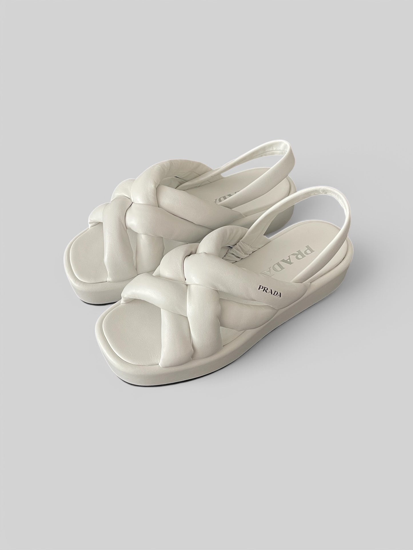 PRADA Padded Soft Leather Platform Sandals