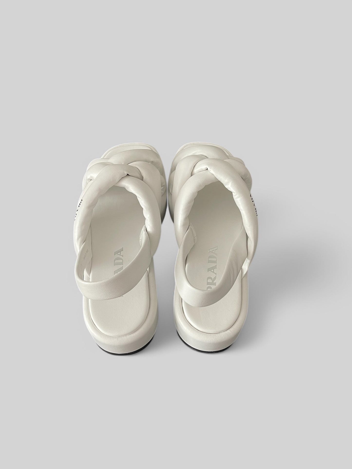 PRADA Padded Soft Leather Platform Sandals