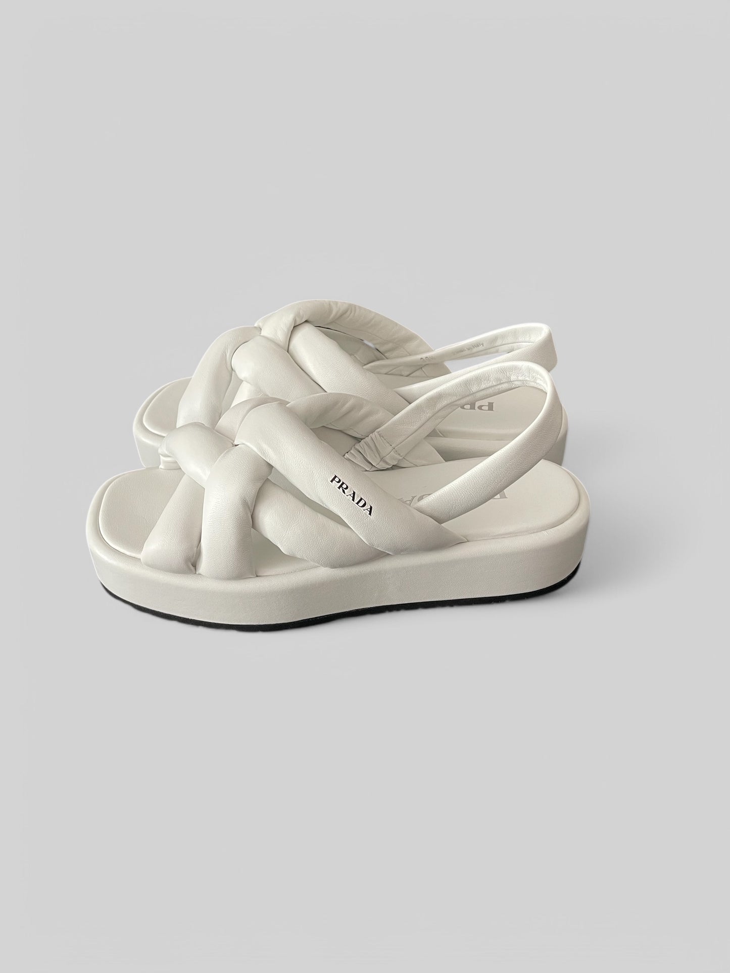 PRADA Padded Soft Leather Platform Sandals