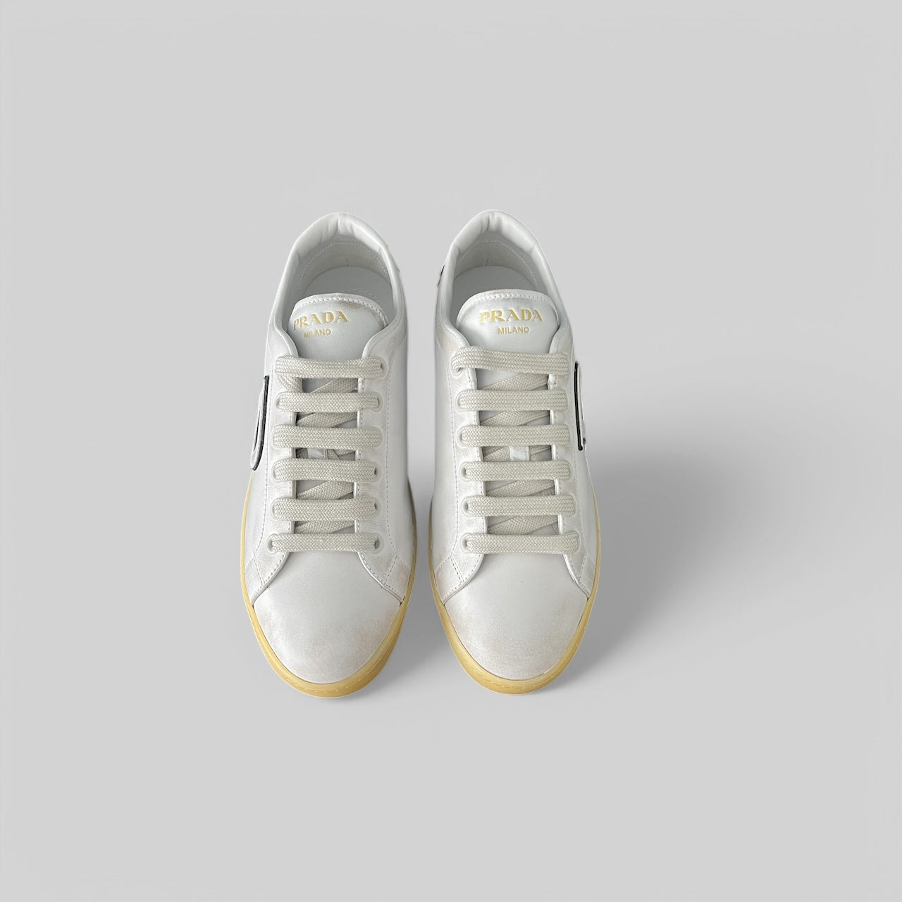 PRADA Woman's Leather Bianco Low Top Sneakers