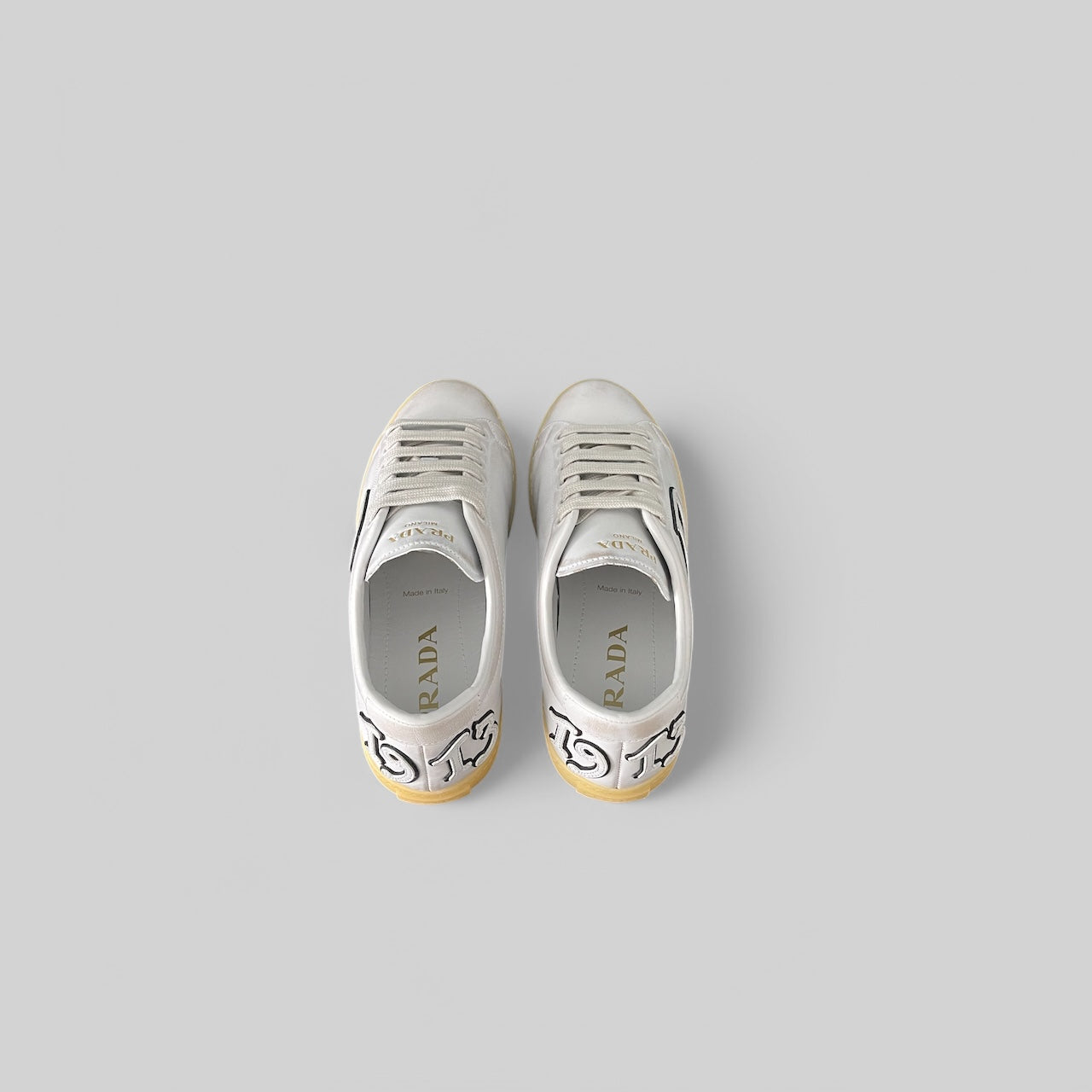 PRADA Woman's Leather Bianco Low Top Sneakers