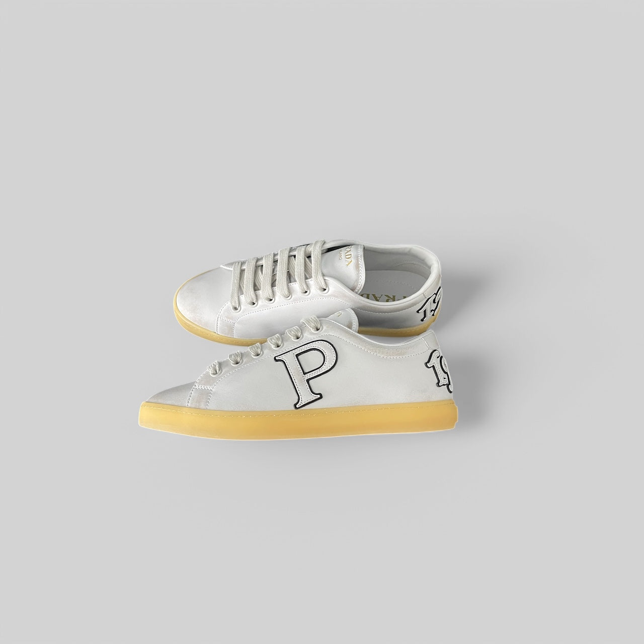 PRADA Woman's Leather Bianco Low Top Sneakers