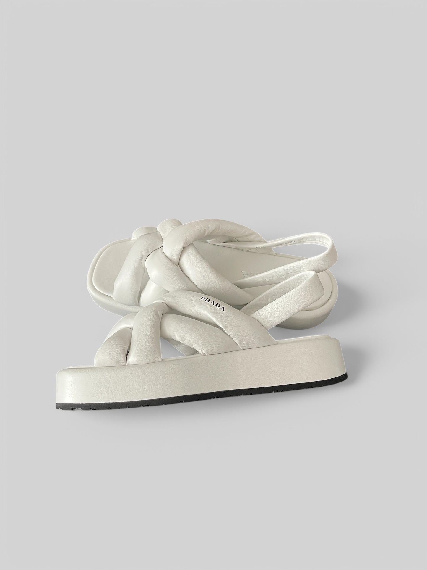PRADA Padded Soft Leather Platform Sandals