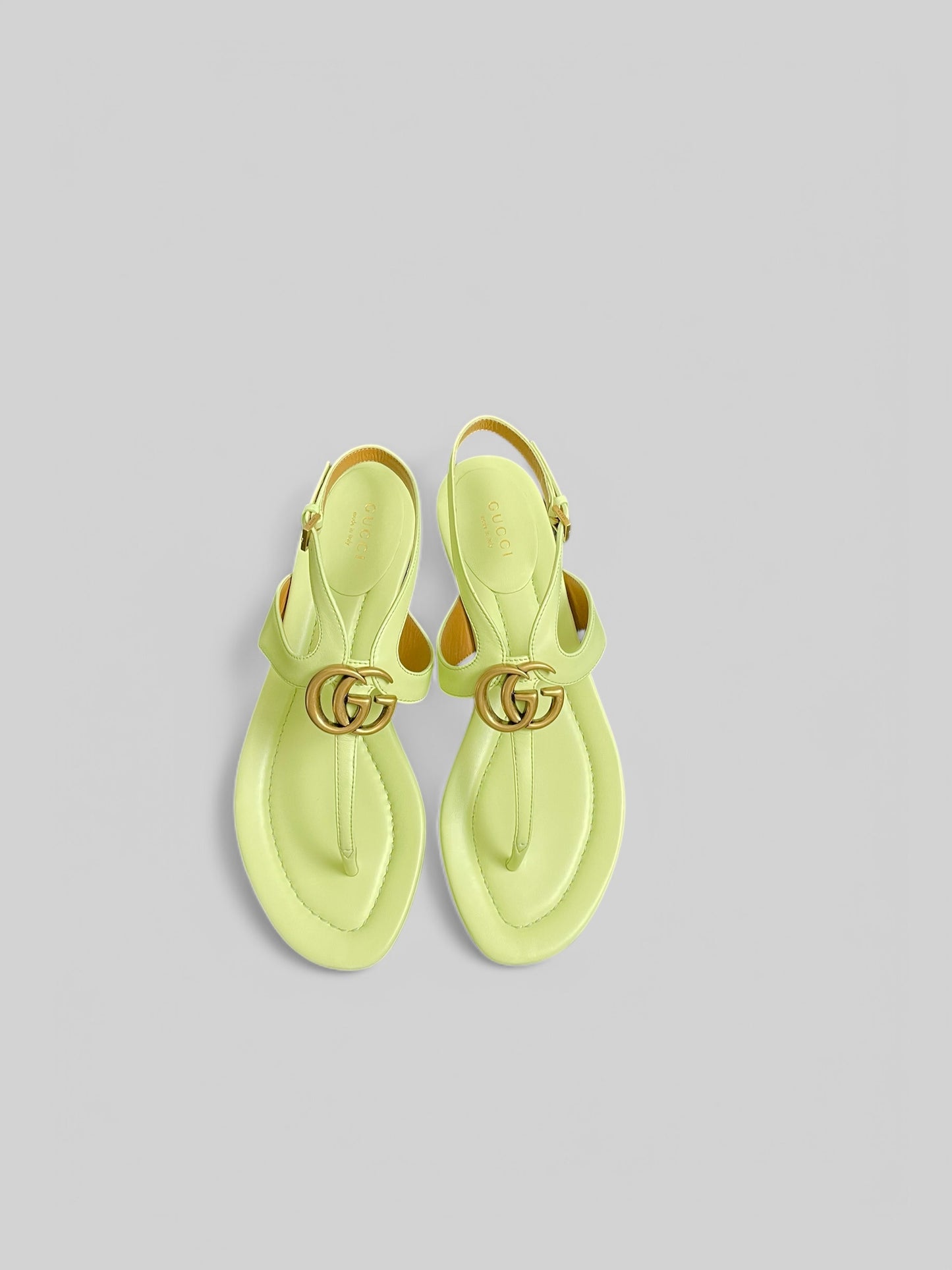 Gucci Sling Back Leather Thong-Pistachio Green