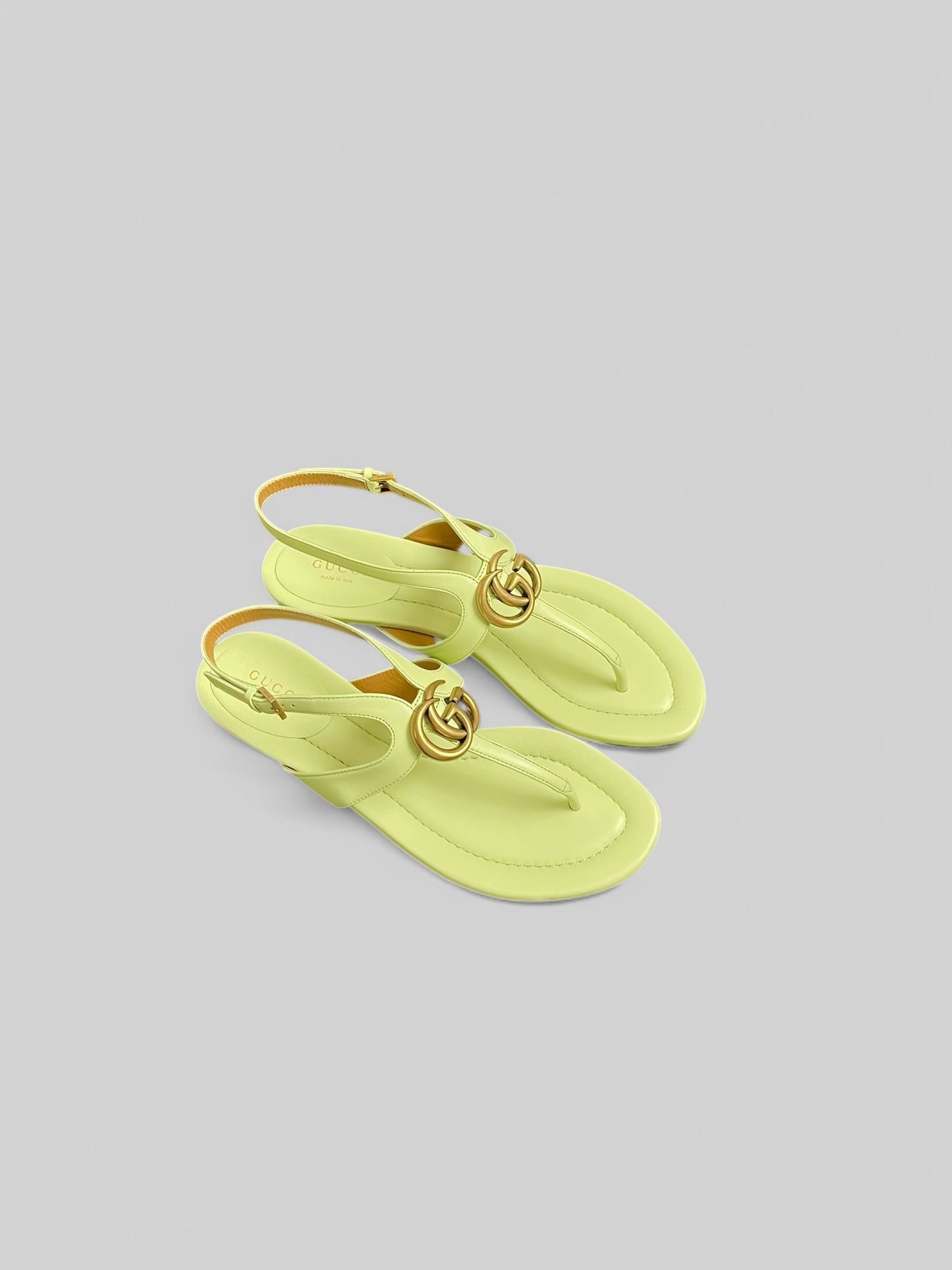 Gucci Sling Back Leather Thong-Pistachio Green