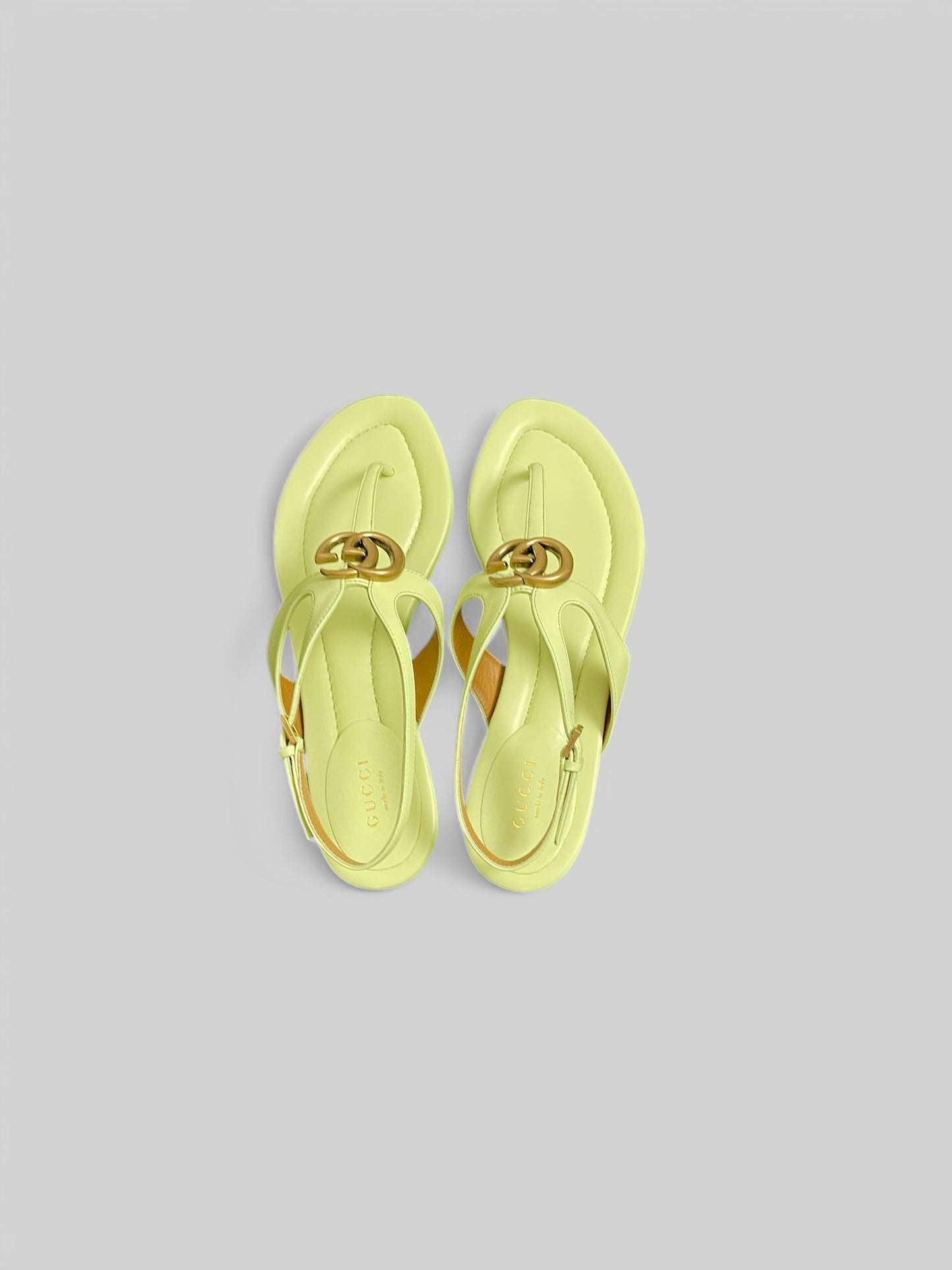 Gucci Sling Back Leather Thong-Pistachio Green