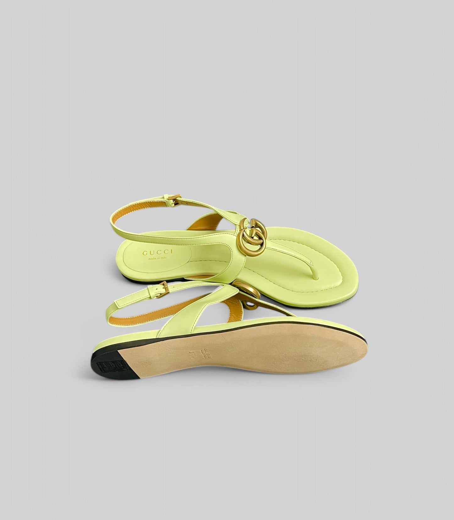 Gucci Sling Back Leather Thong-Pistachio Green